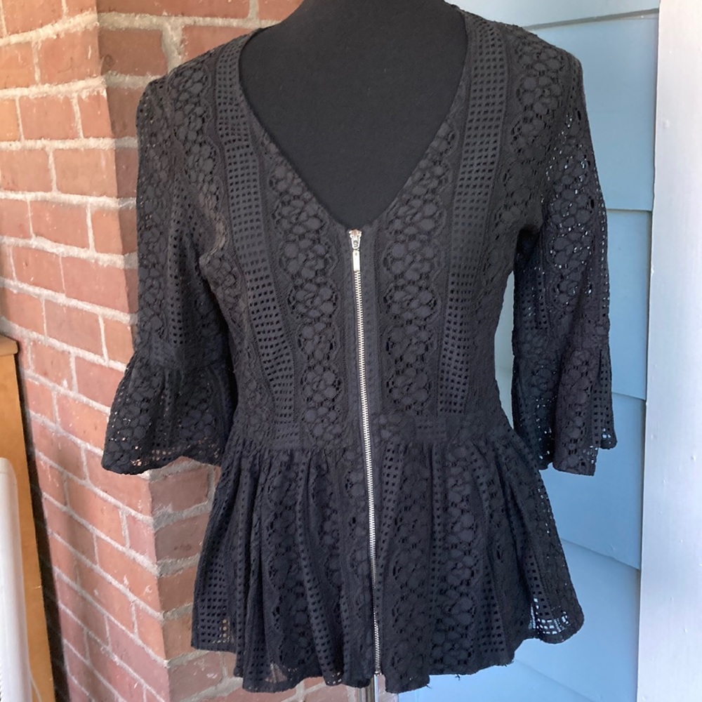 VENUS black lace peplum top size 10